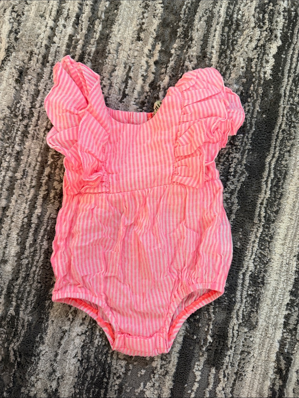 Toddler Pink Striped Ruffle One-Piece Bodysuit